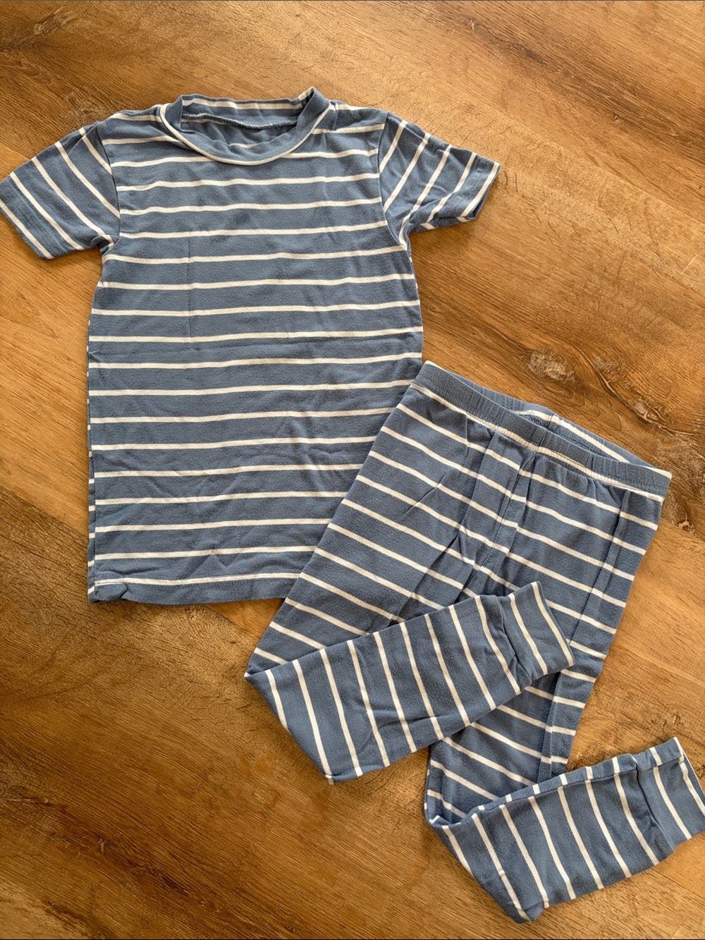 Viscose Blue Stripe Pajama Set - Short Sleeve Top & Pants